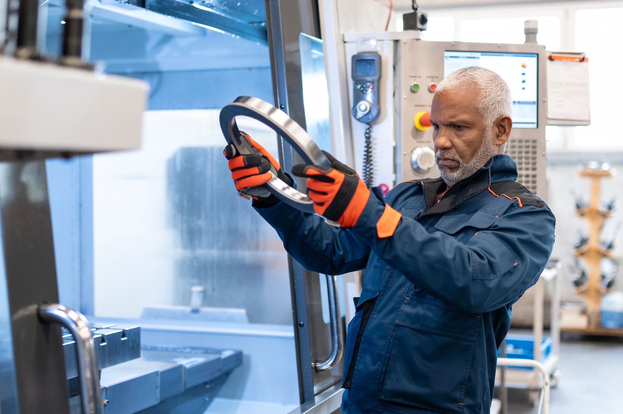 Professional inspecting industrial equipment